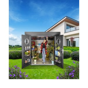Casetta da giardino L in antracite 226 x 226 x 213 cm