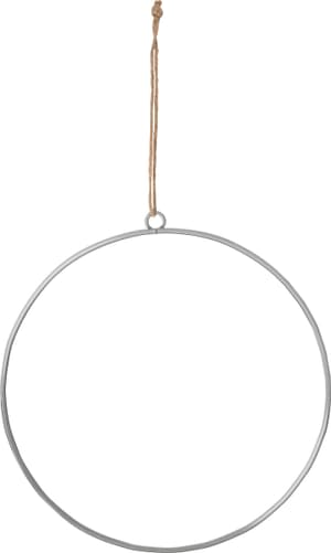Anello decorativo in metallo, anello in filo metallico per decorazioni di pareti e finestre e per creazioni floreali, con occhiello e cordino, argento, ø 30 cm x 5 mm, 1 pz.