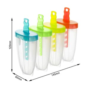 WAVE 4er-Set Eisform für Eis am Stiel, Kunststoff (PP) BPA-frei, mehrfarbig