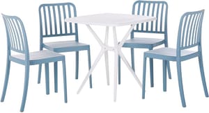 Gartenmöbel Set Kunststoff blau / weiss 4-Sitzer SERSALE