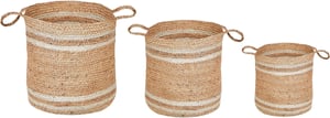 3er Set Körbe aus Jute Natur und Beige ZHOB