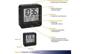 Sveglia digitale con display della temperatura Nero