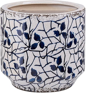 Blumenvase Keramik weiss / blau 15 cm MYOS
