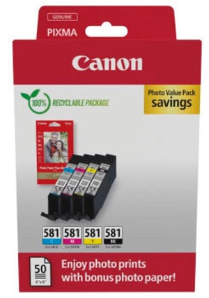 CANON CLI-581 Ink Cartridge, BK/C/M/Y, P