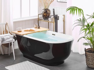 Badewanne freistehend schwarz oval 170 x 77 cm TESORO