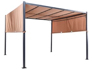 Pergola mit LED-Beleuchtung Stahl braun 310 x 310 cm PARGA