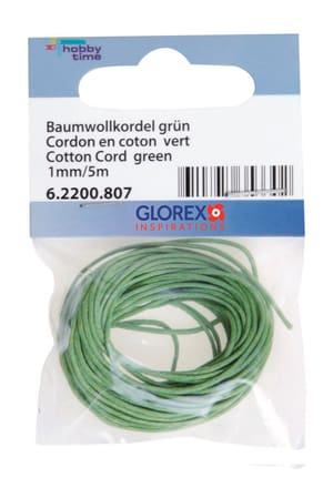 Cordon en coton 1mm/5m vert