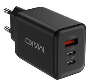 65W GaN Charger USB-C/USB-C/USB-A Black