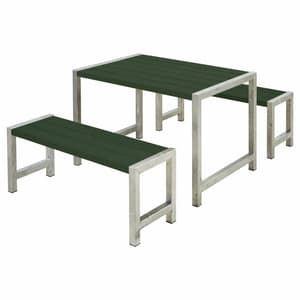 Mobili da bar: tavolo e 2 panche Trattati con fungicidi. Verde RAL6009 primerizzato