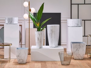 Set di 2 vasi per piante in pietra effetto marmo 35 x 35 x 42 cm MIRO