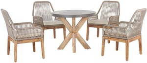 Gartenmöbel Set Faserzement grau  90 cm 4-Sitzer Stühle beige OLBIA