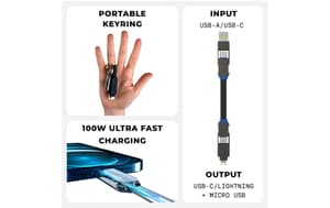 inCharge X, 6in1, USB-A/-C, Micro-USB, Lightning 0.07 m