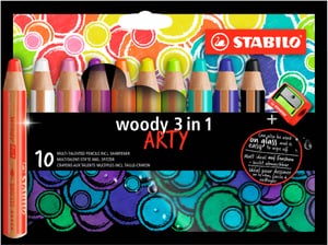 STABILO® woody 3 in 1 Crayon Multitalent étui en carton de 10 ARTY