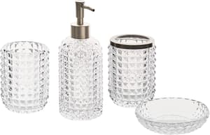 Set di 4 accessori bagno vetro trasparente e argento TAPIA