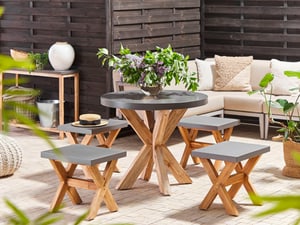 Gartenmöbel Set Faserzement grau 4-Sitzer 5-teilig Tisch  90 cm OLBIA