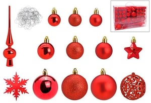 Set de boules de Noël 111 Ø 3/4/6 cm, rouge