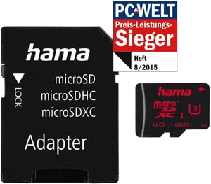 microSDXC 64GB UHS Speed Class 3 UHS-I 80MB / s + Adapter / Foto