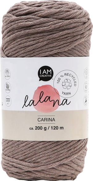 Carina coffee, filato Lalana per uncinetto maglia, intrecci e macramè, color crema, 3 mm x circa 120 m, circa 200 g, 1 gomitolo