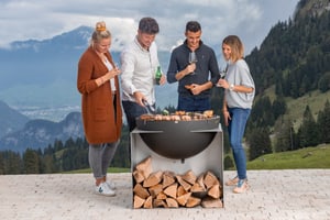 Feuer- und Grillkugel "Olympia" Ø 80 cm, Stahl, schwarz/silber