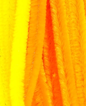 Filo di ciniglia, scovolino, filo piega per lavori manuali e per decorare, mix giallo, ø 9 mm x 50 cm, 12 pezzi