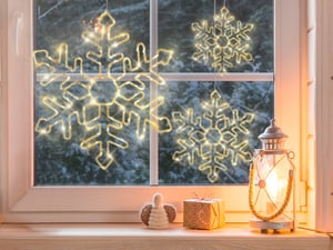 Outdoor Weihnachtsbeleuchtung LED silber Schneeflocken 3er Set LOHELA