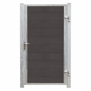 Porte Futura WPC droite 97x175cm+16cm poteaux gris ardoise/zingué au feu