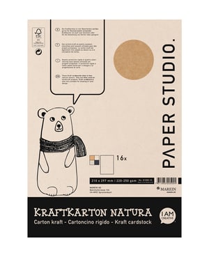 Kraftkartonblock A4, 16 Blatt sortiert