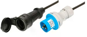 Adapterkabel 0.5 m T23 - CEE16/3, IP44, Schwarz