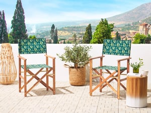Lot de 2 chaises de jardin bois clair et gris à motif olives CINE