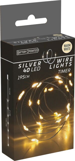 LED Lichterkette Silberdraht, 2.95m