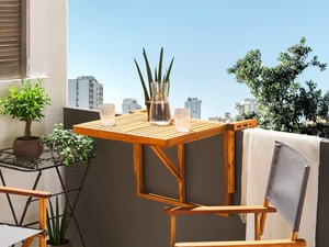 Tavolino sospeso da balcone 60 x 40 cm legno chiaro UDINE