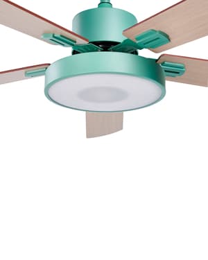 Ventilatore da soffitto con luce verde chiaro e legno chiaro HOOBLE