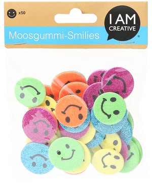 Moosgummi, Glitter Smiles, 50 Stk.