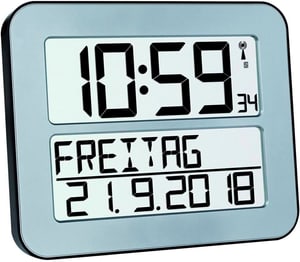 Horloge murale radio pilotée Timeline Max Argent
