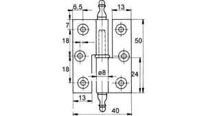 Charniéres pour meubles FS, diamètre des noeuds 8 mm