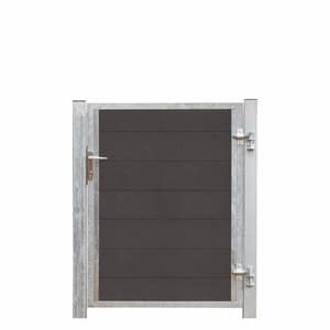 Porte Futura WPC droite 99x127cm+16cm poteaux gris ardoise / galvanisé à chaud