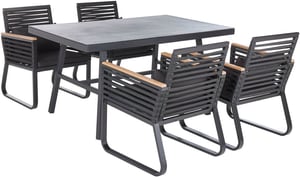 Ensemble de jardin 4 places en aluminium noir CANETTO