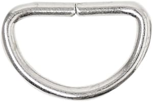 D Ring, demi-anneaux ouvrants en métal pour créer des décorations, porte-clés, sangles &amp; sacs à dos, argent, 32 x 22 mm, 6 pces.
