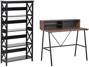 Set di mobili da ufficio legno scuro e nero FOSTER/HARISON