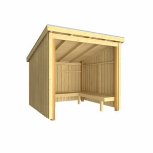 Nordic Grillhütte 5 m2 offen mit Bank Set 1  inkl. Dachpappe/Aluleisten