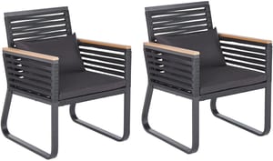 Lot de 2 chaises de jardin noires CANETTO