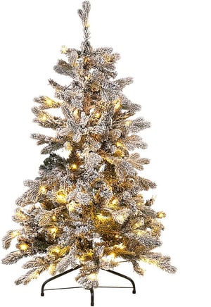Künstlicher Weihnachtsbaum mit LED Beleuchtung schneebedeckt 120 cm weiss TATLOW