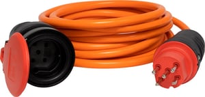 Verlängerungskabel für Ausseneinsatz, CH Stecksystem IP55, T15 Kupplung, T15 Stecker, Kabel 5m AT-N07V3V3-F 5G1,5, orange