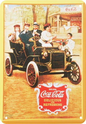 Werbe-Blechschild Coca Cola Delicious and Refreshing