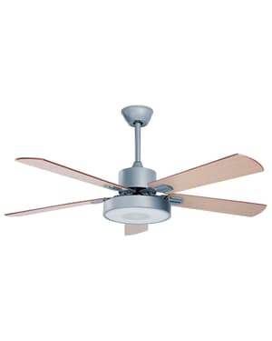 Ventilateur de plafond avec lumière gris clair et bois clair HOBBLE