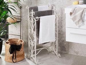 Echelle porte-serviettes en métal blanc effet vieilli 27 x 90 cm CHILLAN