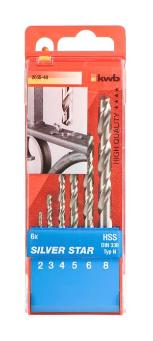 Silver HSS Spiralbohrer Set, 2-8 mm, 6-tlg.