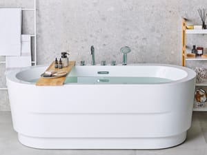 Badewanne freistehend weiss mit Armatur oval 170 x 80 cm EMPRESA