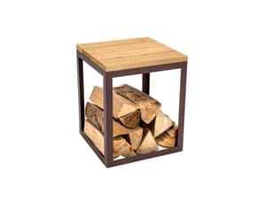 Tabouret d'extérieur avec compartiment à bois Timber
