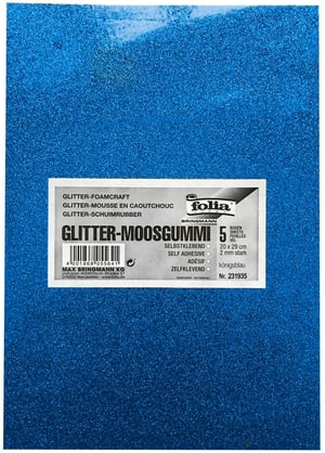 Moosgummi-Set Glitter 5 Stück, Blau